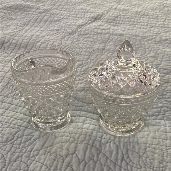 Vintage Anchor Hocking Wexford Crystal Cream and Sugar Set - Picture 1 of 3